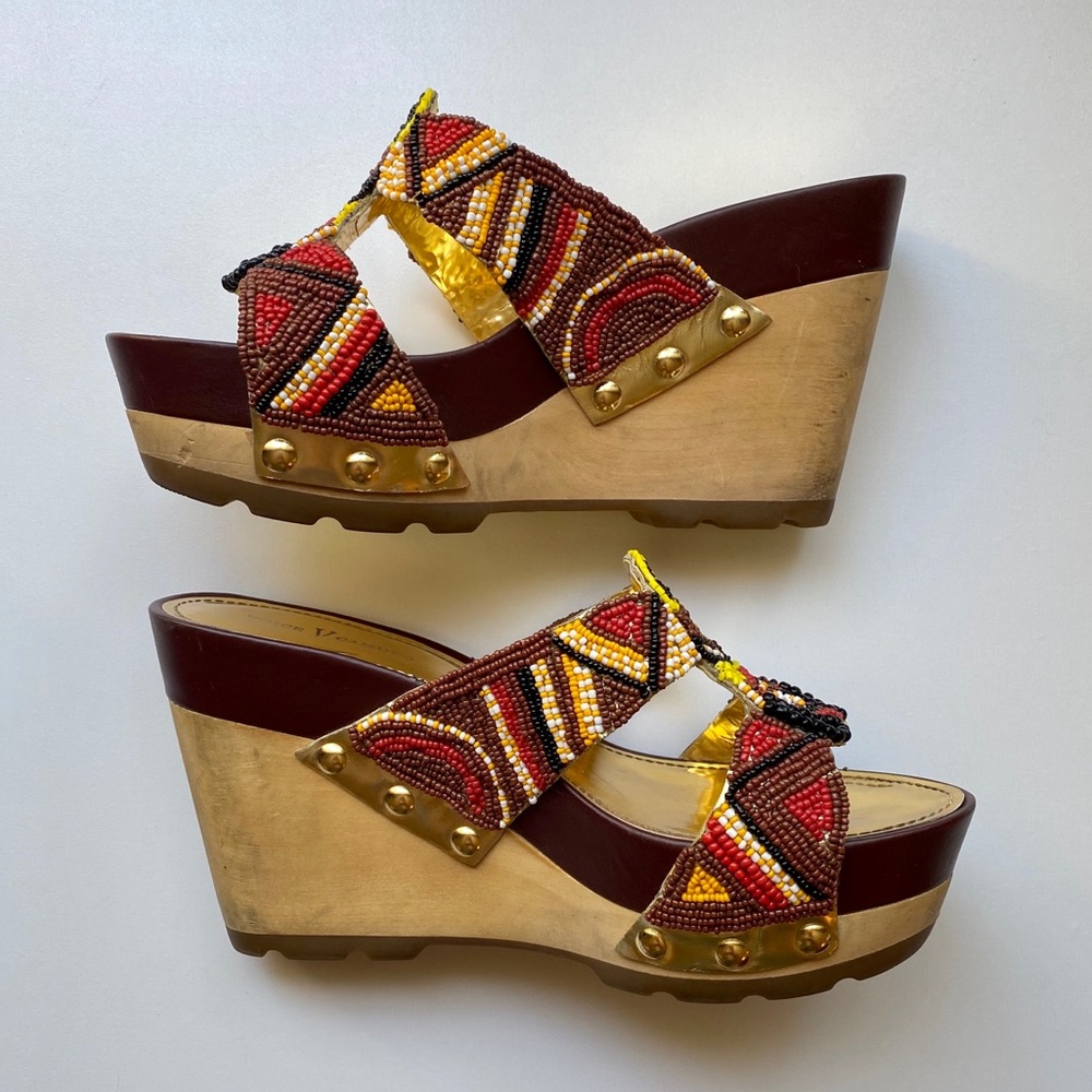 Vince Camuto Tribal Beaded Wedges - Picture 2 of 5